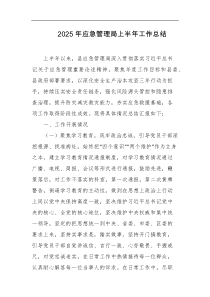 2025年应急管理局上半年工作总结