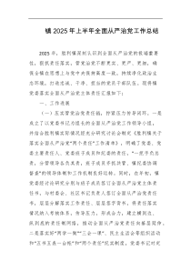 镇2025年上半年全面从严治党工作总结