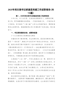 2025年党支部书记抓基层党建工作述职报告（共13篇）