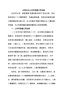 （6篇）公司上半年党建工作总结精选模板