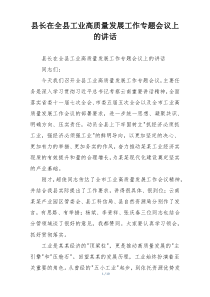 县长在全县工业高质量发展工作专题会议上的讲话
