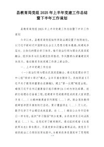 县教育局党组2025年上半年党建工作总结暨下半年工作谋划