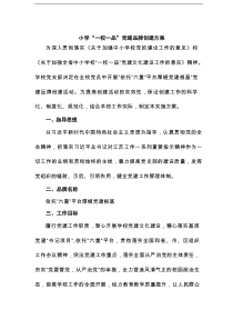 小学“一校一品”党建品牌创建方案