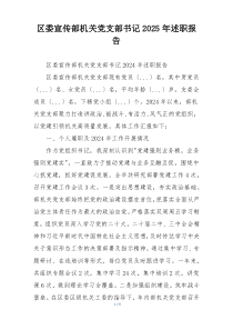 区委宣传部机关党支部书记2025年述职报告