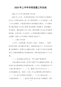 2025年上半年市局党建工作总结