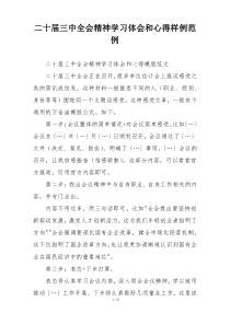 二十届三中全会精神学习体会和心得样例范例