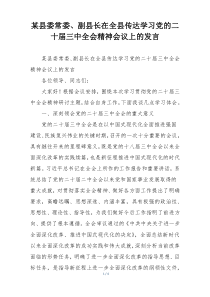 某县委常委、副县长在全县传达学习党的二十届三中全会精神会议上的发言