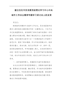 副主任在市发改委党组理论学习中心中央城市工作会议精神专题学习研讨会上的发言