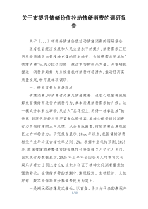 关于市提升情绪价值拉动情绪消费的调研报告