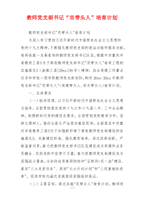 教师党支部书记“双带头人”培育计划