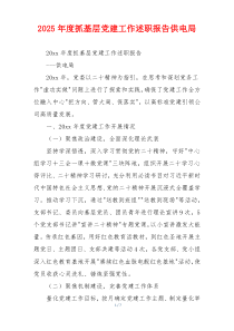 2025年度抓基层党建工作述职报告供电局