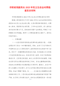 市财政局副局长2025年民主生活会对照检查发言材料