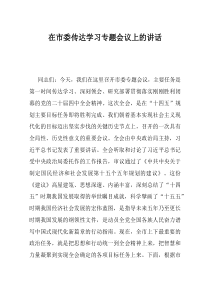 在市委传达学习专题会议上的讲话