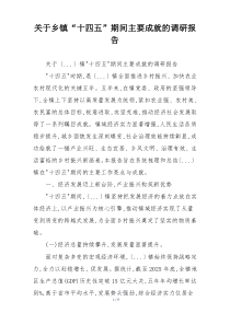 关于乡镇“十四五”期间主要成就的调研报告