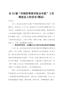 在XX镇“冲刺四季度夺取全年胜”工作推进会上的讲话(材料)