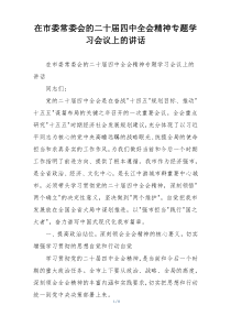 在市委常委会的二十届四中全会精神专题学习会议上的讲话