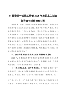 2026年度民主生活会领导班子对照检查材料 2篇