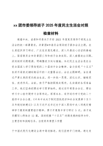 2026年度民主生活会领导班子对照检查材料两篇