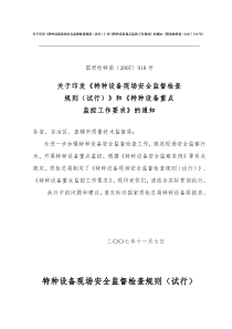 910号文《特种设备现场安全监督检查规则(试行)》和《特种设备重点监控