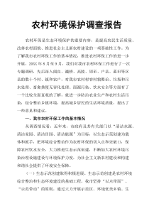 农村环境保护调查报告