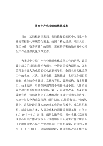 某局生产作业组织优化改革
