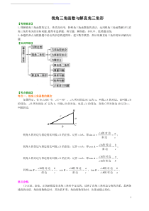 九年级数学锐角三角函数(学生讲义)