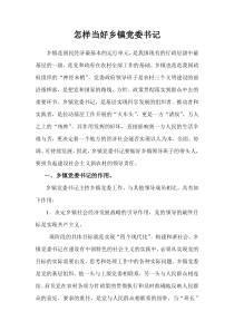 怎样当好乡镇党委书记2稿