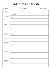 工程款支付情况及资金使用计划表