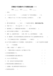 苏教版六年级数学小升初模拟试卷(共10套)