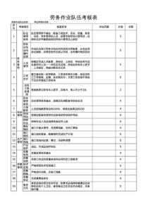 劳务作业队伍考核表