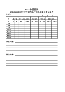 对各科室手卫生规范执行情况监督检查记录表