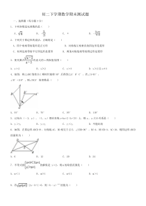 初二下学期数学期末测试题及答案