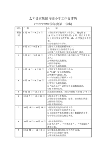 马庙小学2019-2020学年度第一学期工作行事历