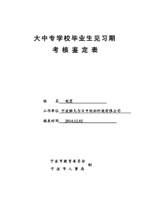 大中专毕业生见习期考核鉴定表模版