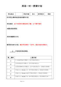 初三英语一对一教学计划