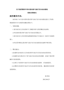 1.医务处关于对患者参与医疗安全活动检查反馈意见
