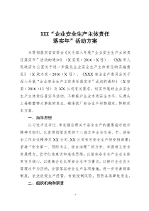 XXX“企业安全生产主体责任落实年”活动方案