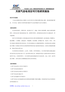 天然气发电项目可行性研究报告