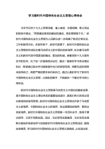 学习新时代中国特色社会主义思想心得体会
