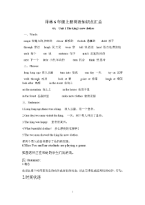 苏教版最新译林版六年级上册6A英语知识点总结