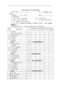 副院长（生产经营）绩效考核表