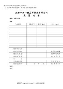 生产单表格-发货清单