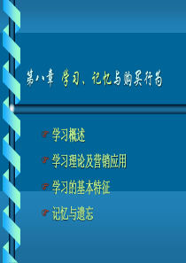 消费者行为学第8章-学习与记忆