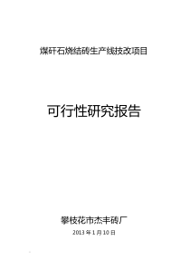 煤矸石烧结砖可行性研究报告