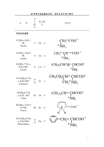 20种常见氨基酸的名称-结构及中英文缩写