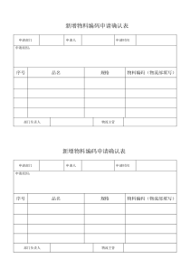 新增物料编码申请表
