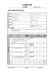 某航空物流公司性能工程师学员职位说明书及关键绩效标准