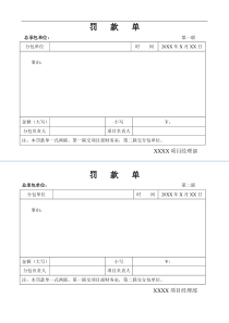 施工现场罚款单模板