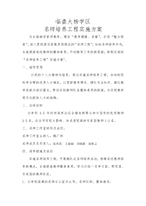 名师培养工程实施方案