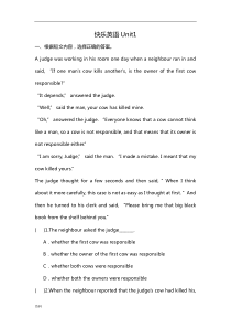 快乐英语六年级上册阅读理解训练